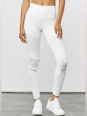 Alo Yoga High Waisted Moto Leggings in White